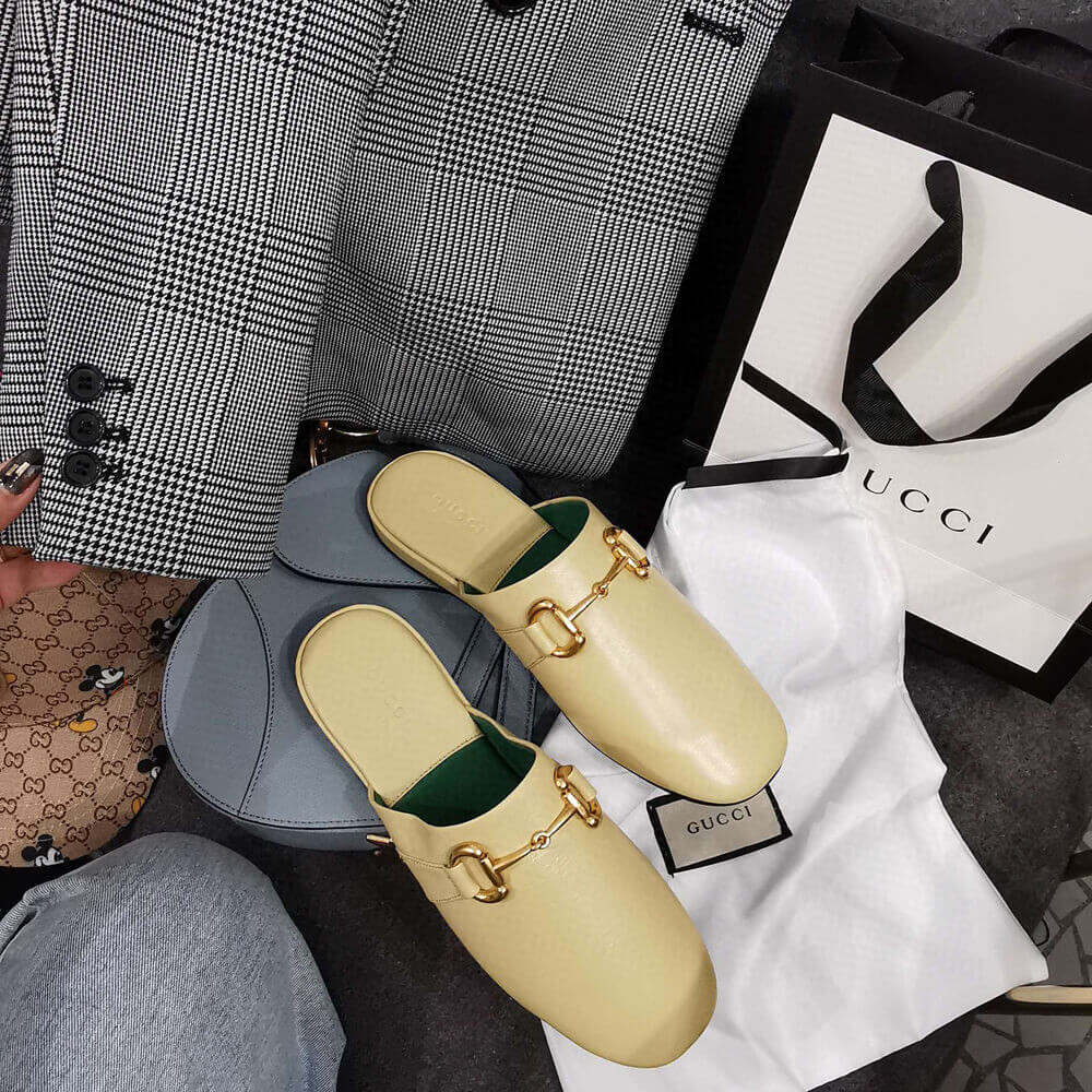 Gucci Leather Slipper 604075 Beige