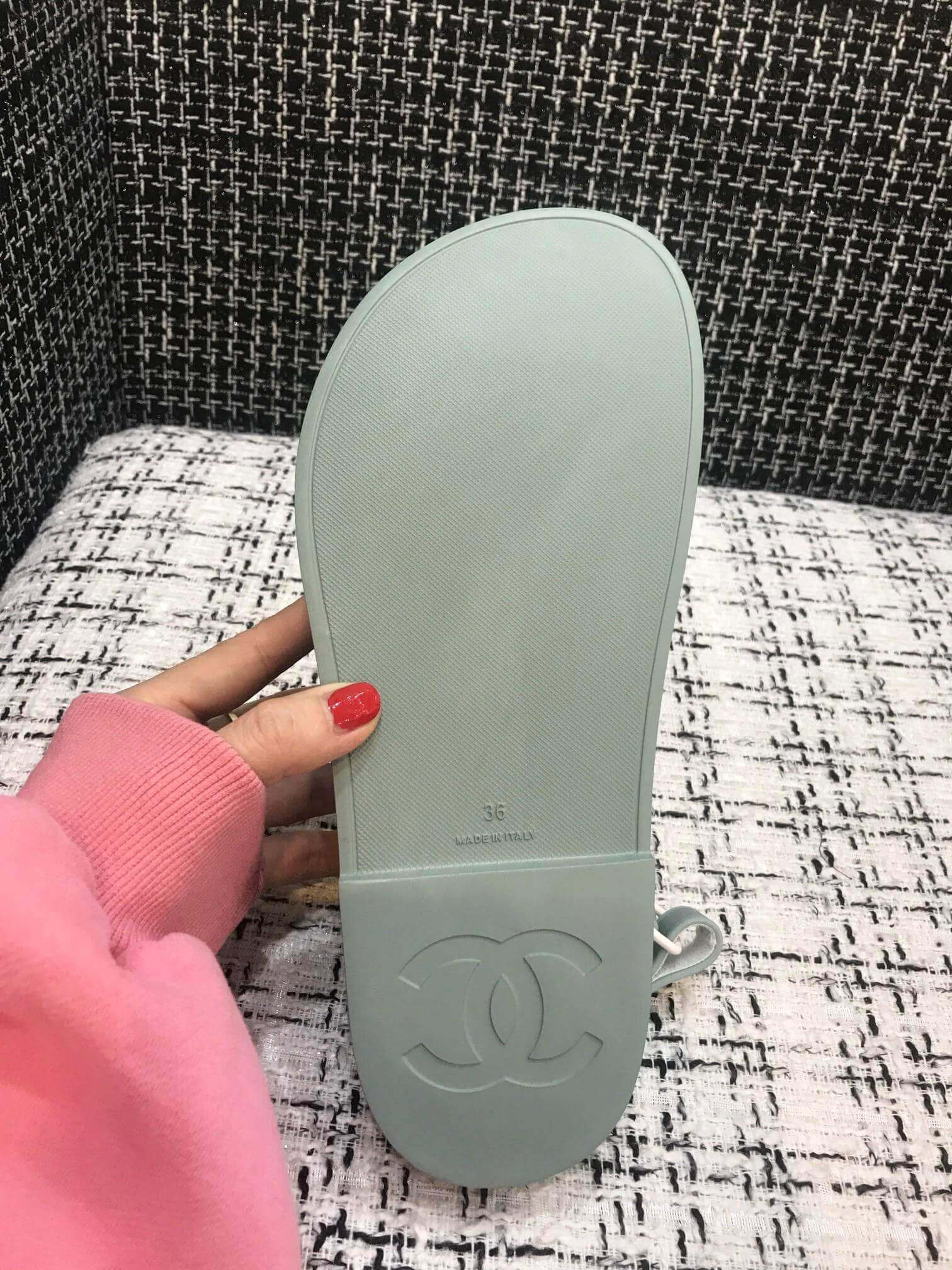 Chanel Velcro Sandals G31848 Light Green