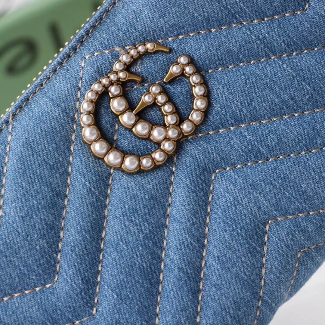 Gucci Denim Zip Around Wallet 443123