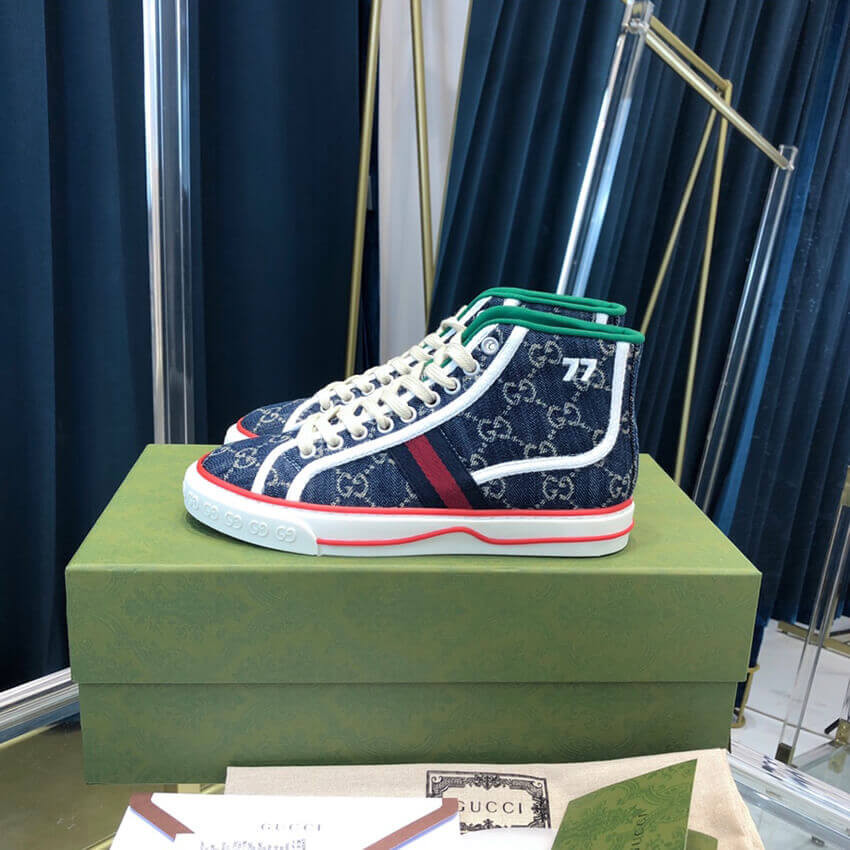Gucci Tennis 1977 Blue Denim High-Top Sneaker 627838