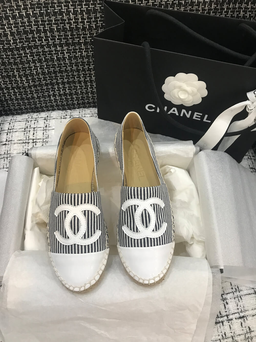 Chanel Tweed & Patent Calfskin Espadrilles G29762