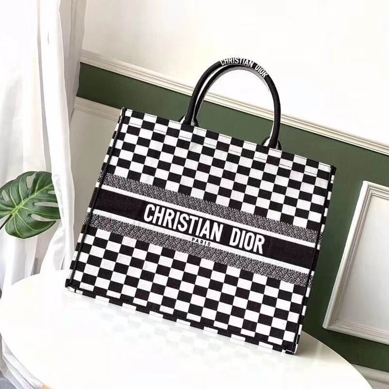 Christian Dior Book Tote Black And White Bag M1286