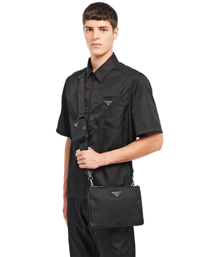 Prada Re-Nylon and Saffiano Leather Shoulder Bag 2VH120