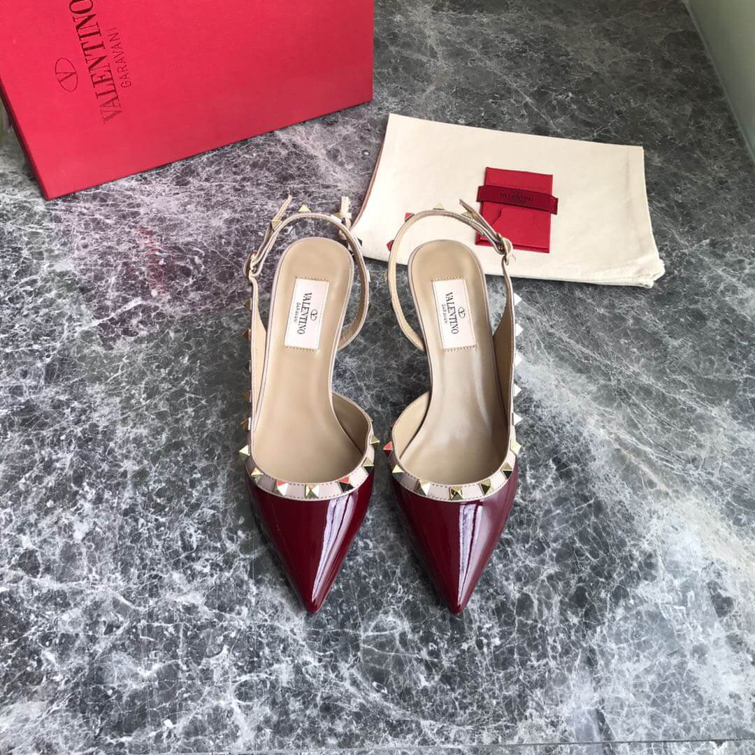 Valentino Garavani Rockstud Patent Leather Slingback Pump 65mm Uw2s0h14