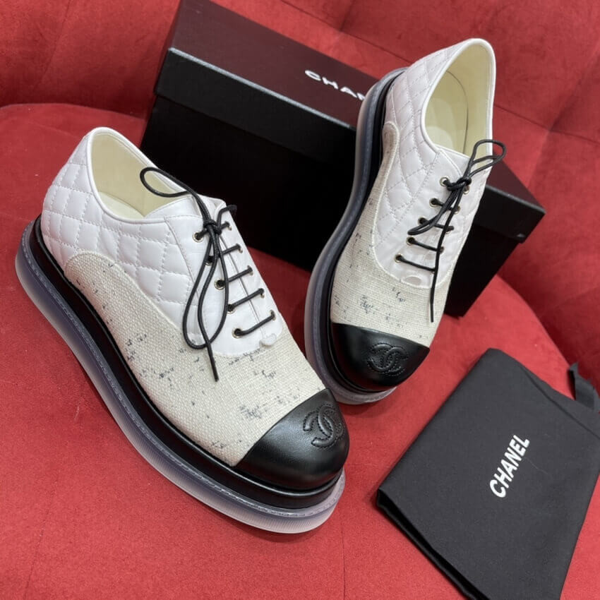 Chanel Calfskin Lace-Ups G37238 White