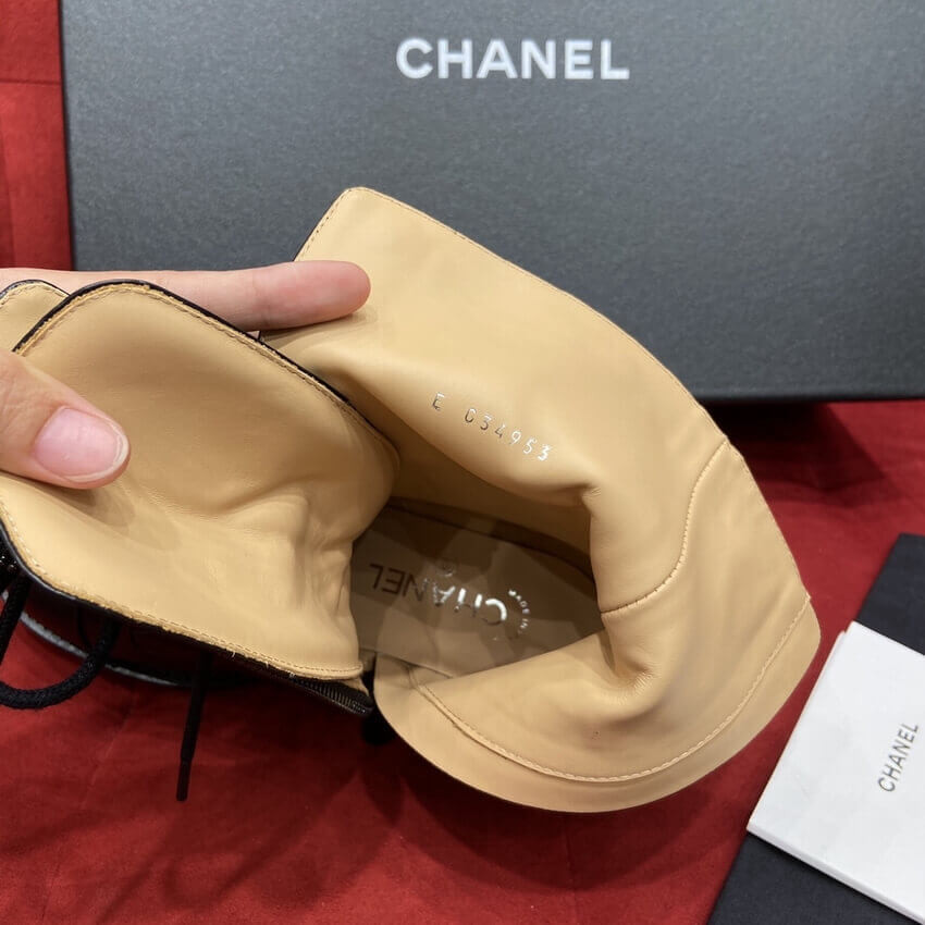 Chanel Calfskin Black Combat Lace-Ups Boots G34953