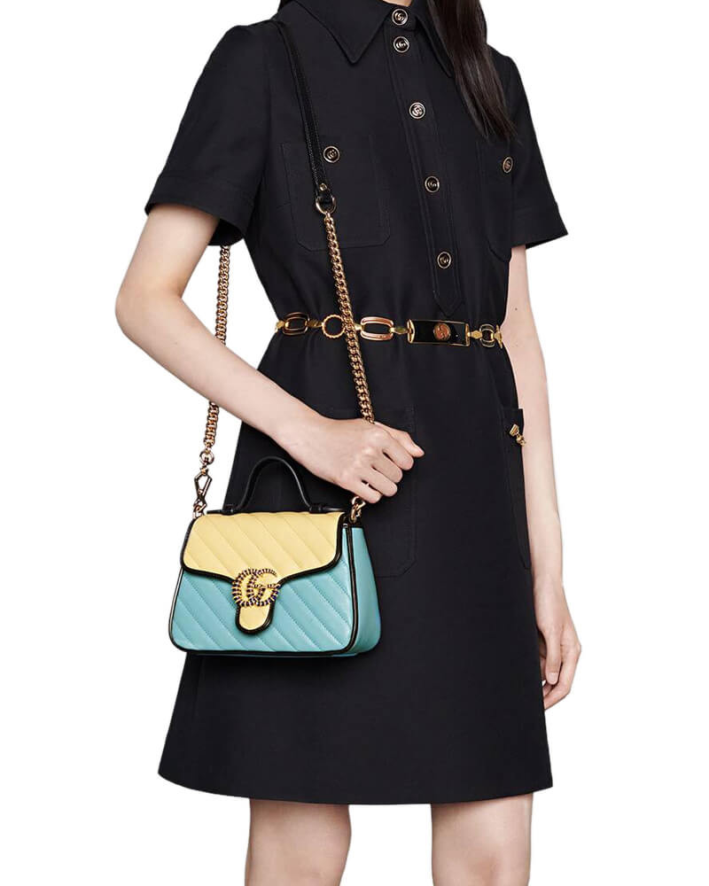 Gucci GG Marmont Mini Bag 583571 Butter and Pastel Blue Leather