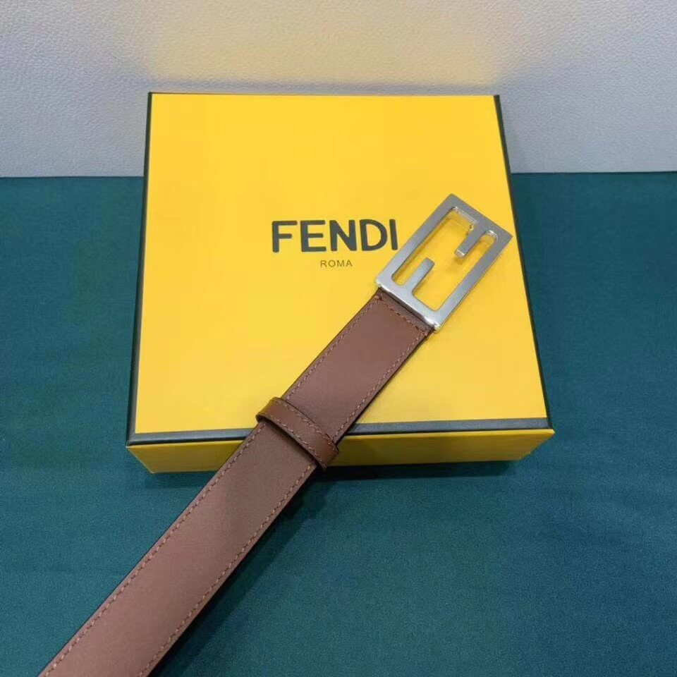 Fendi Baguette 30mm FF Buckle Belt 8C05311 Brown