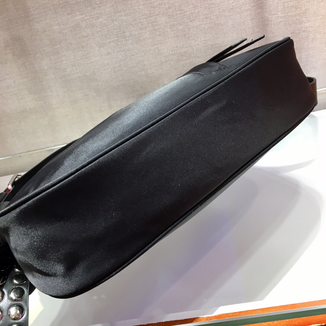 Prada Nylon Hobo Bag With Leather And Studs 1BC087