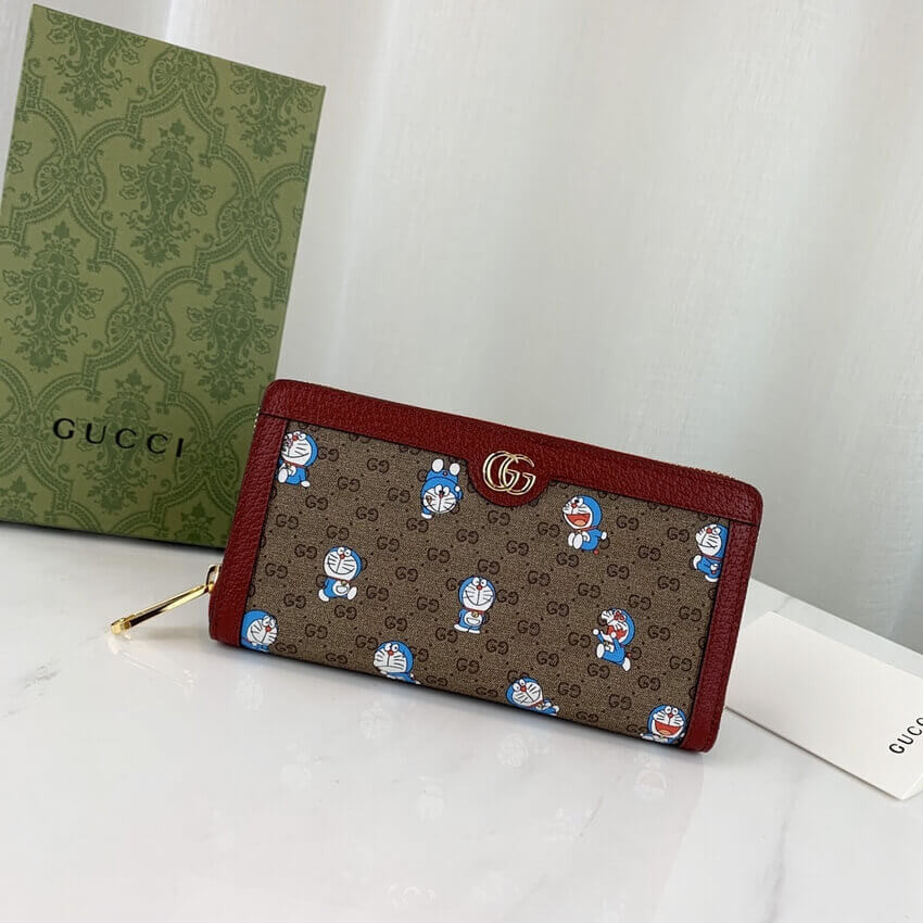 Doraemon x Gucci Zip Around Wallet 647787 in Blue