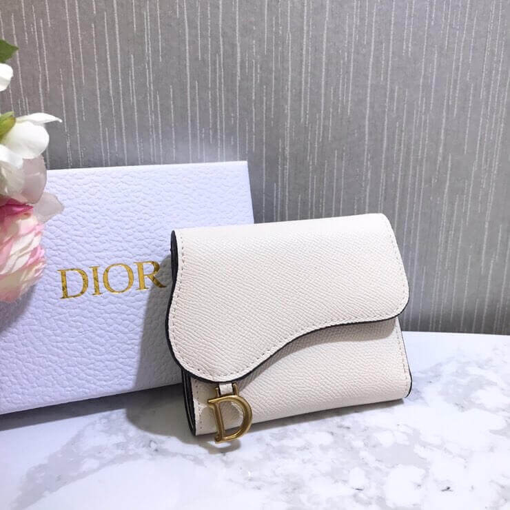 Christian Dior Grained Calfskin Saddle Lotus Wallet S5652