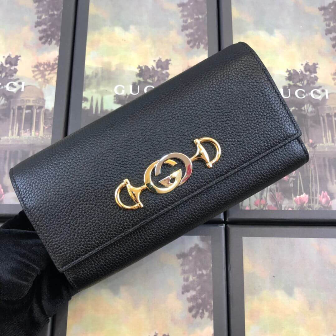 Gucci Zumi Grainy Leather Continental Wallet 573612