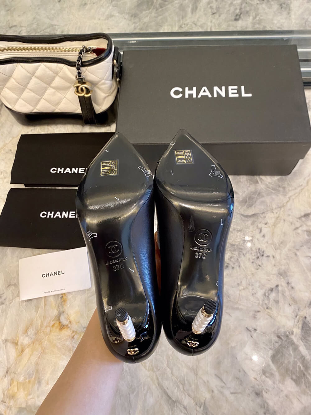 Chanel Lambskin & Grosgrain 8.5cm Heel Pumps G35536