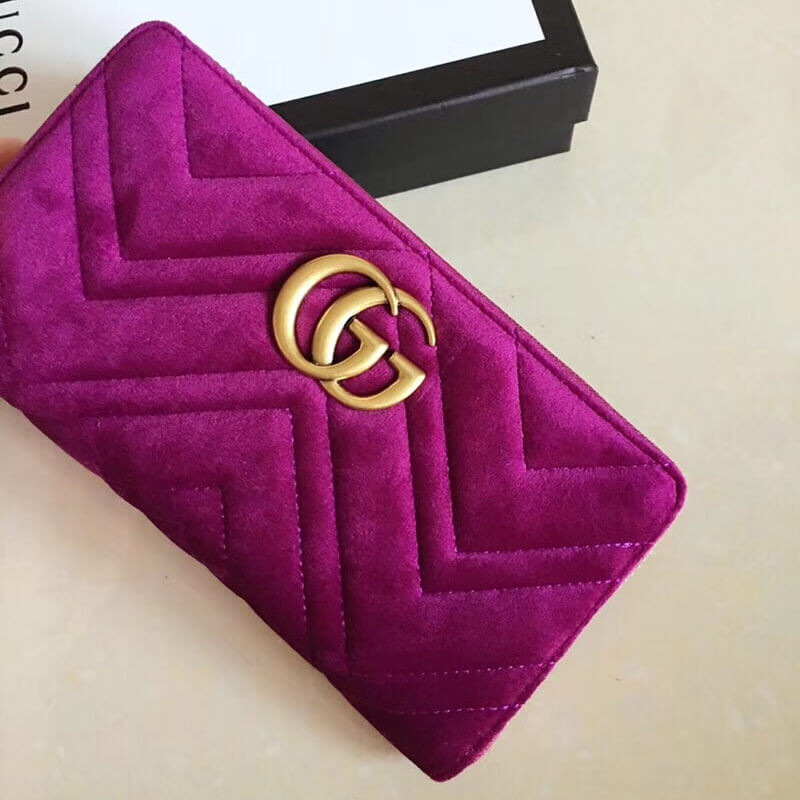 Gucci GG Velvet Zip Around Wallet 443123