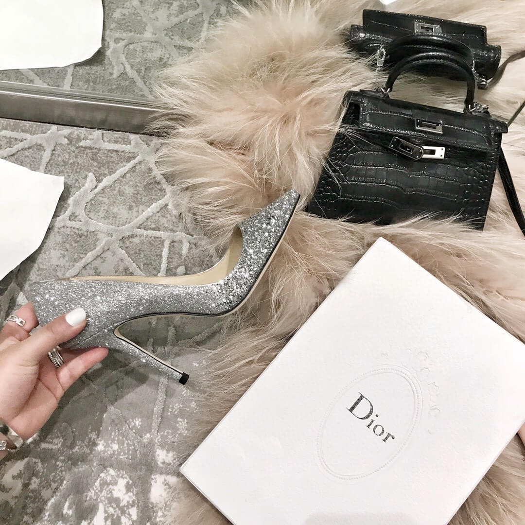 Jimmy Choo 95mm Rainbow Glitter Fabric Pump