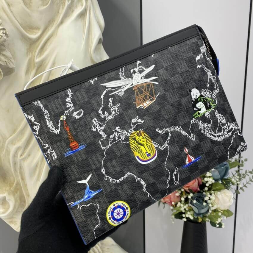 Louis Vuitton Damier Graphite Map Pochette Voyage MM N40205