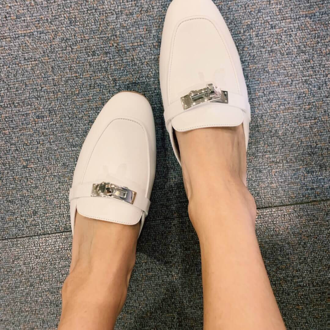 Hermes Oz Mule Palladium Kelly Buckle H191086