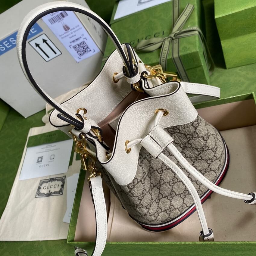Gucci Ophidia Small GG Bucket Bag 550621 White