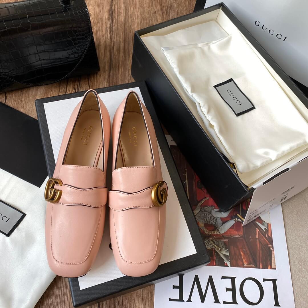 Gucci Leather Loafer with Double G 602496 Pink