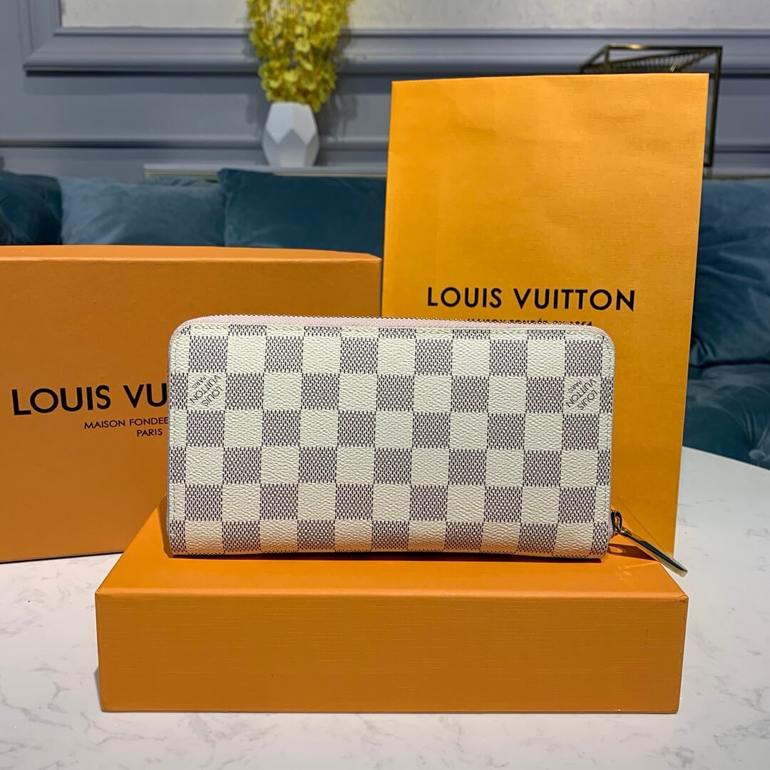 Louis Vuitton Damier Azur Canvas Zippy Wallet N63503 Pink