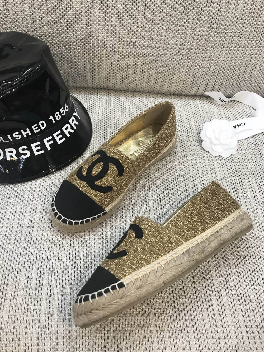 Chanel Tweed Espadrilles G29762 Light Coffee/Black
