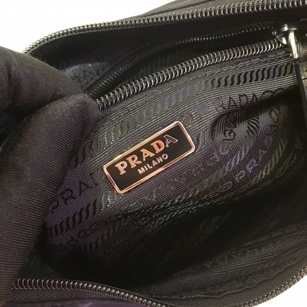 Prada Nylon Hobo Bag With Leather And Studs 1BC087