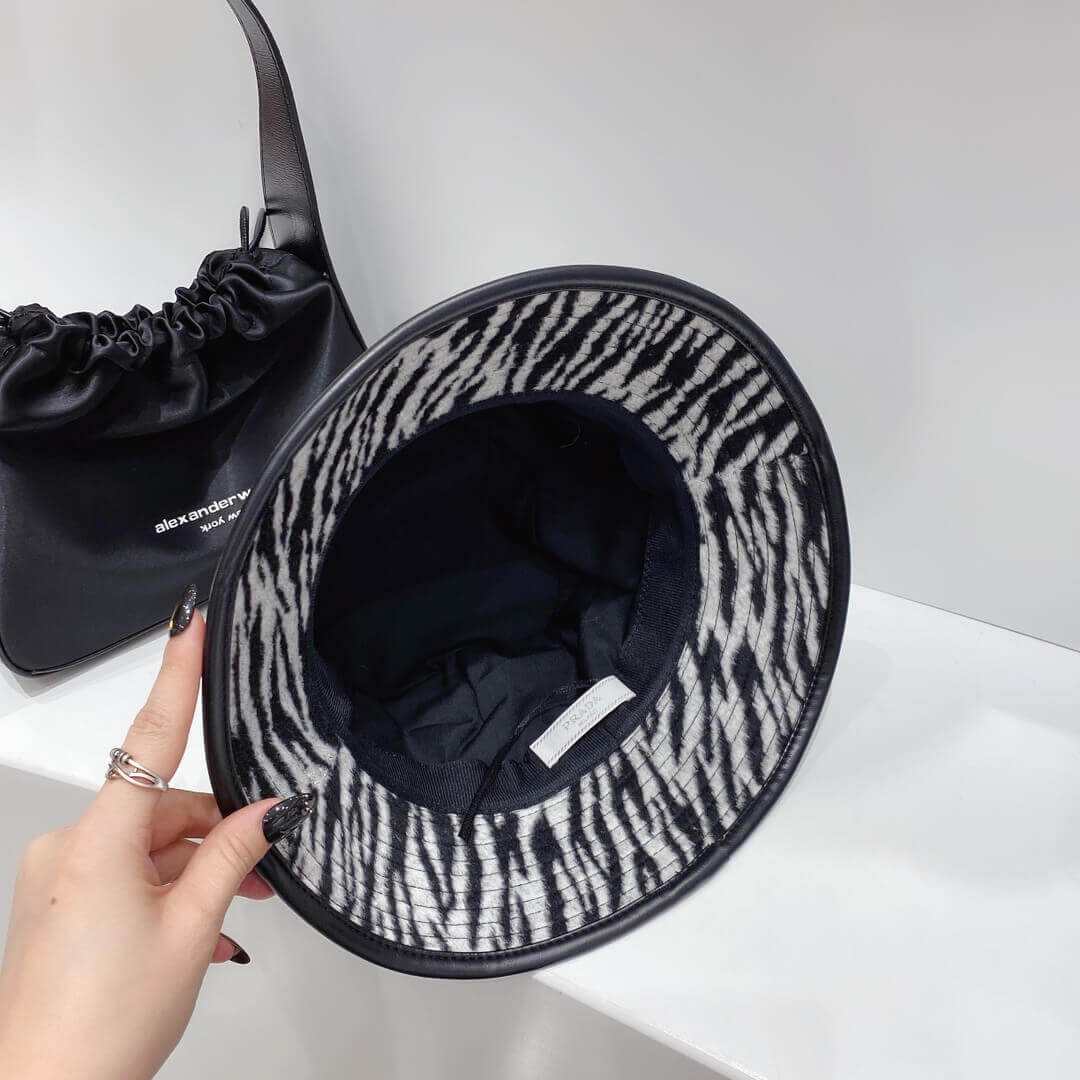 Prada Wool Bucket Hat In Zebra Print 2HC138