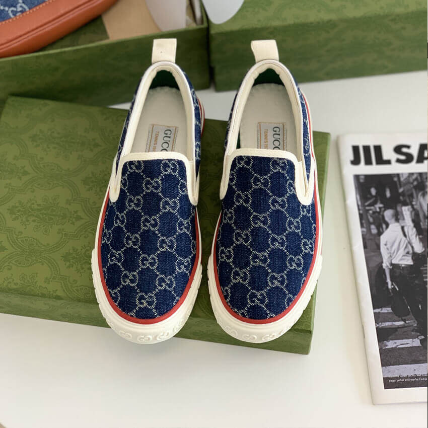 Gucci Tennis 1977 Blue Denim Slip-On Sneaker 624733