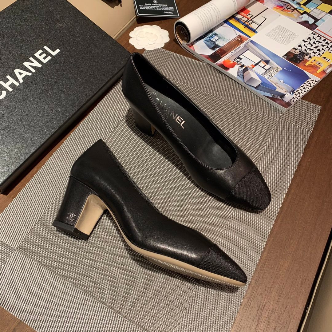 Chanel Two Tone Suede Satin Cap Toe Pumps G35802