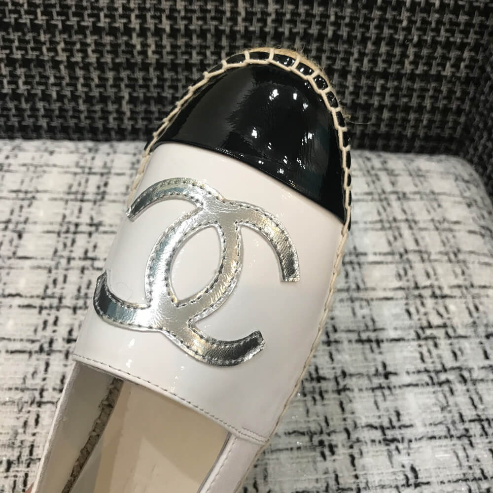 Chanel Patent Calfskin & Metallic Goatskin Espadrilles G29762