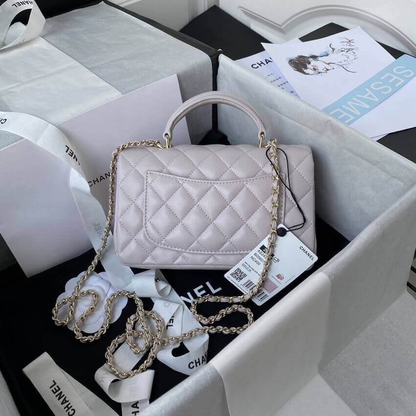 Chanel Mini Flap Bag With Top Handle AS2431 in Iridescent Lambskin
