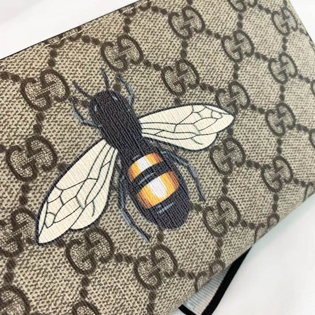 Gucci Bee Print GG Supreme Zip Around Wallet 451273