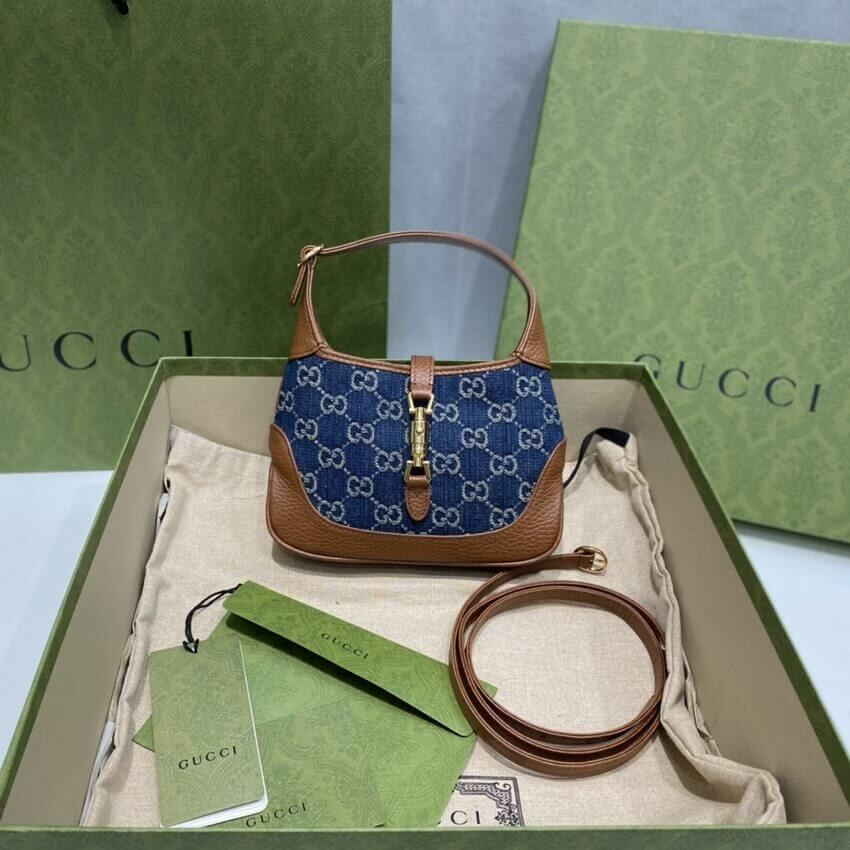 Gucci Denim Jackie 1961 Mini Shoulder Bag 637092