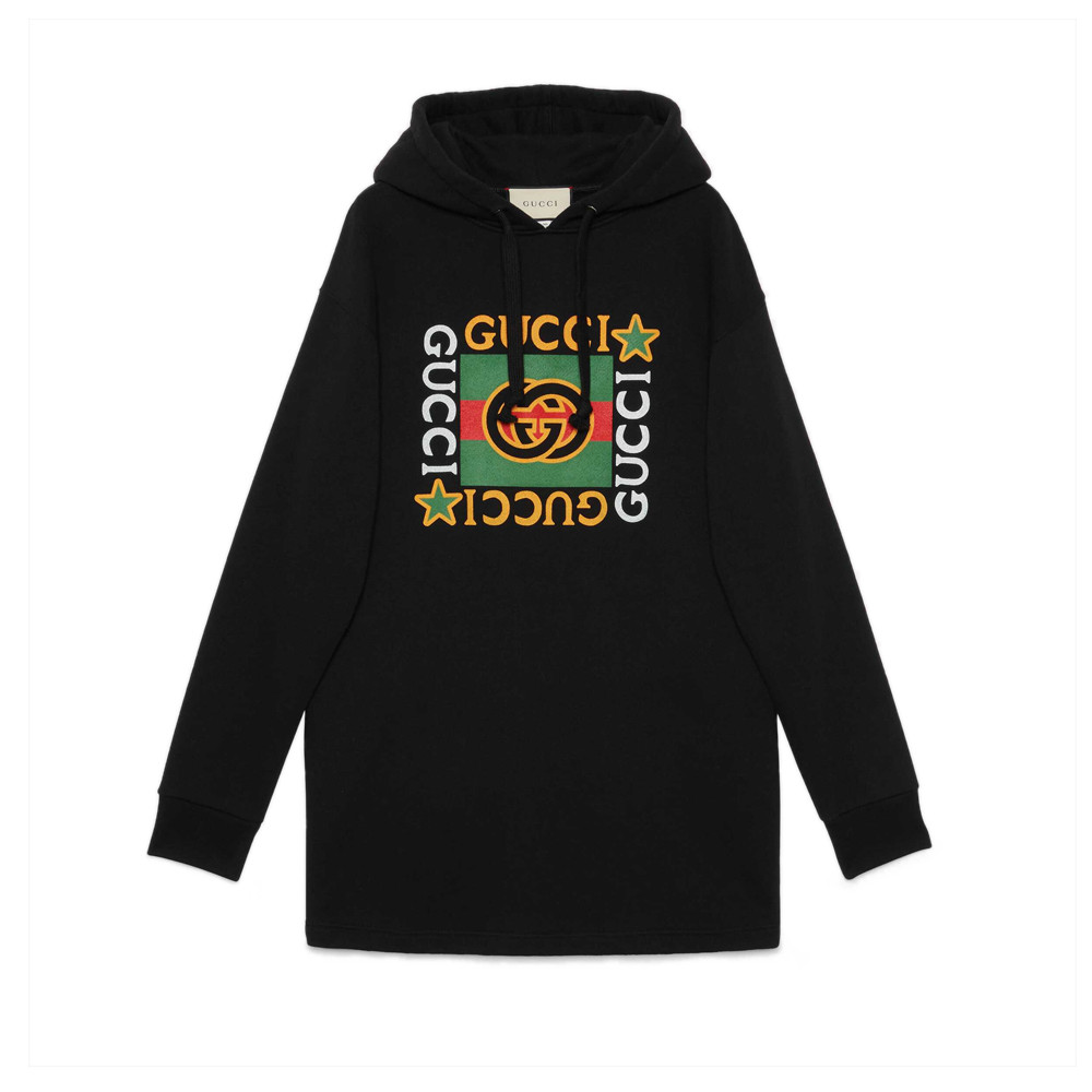 Gucci Hooded Dress With Gucci Logo Star Print 610144