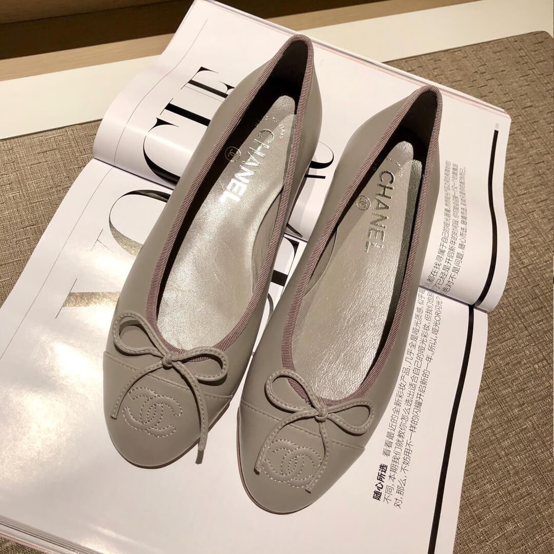 Chanel Leather CC Cap Toe Ballerinas G02819