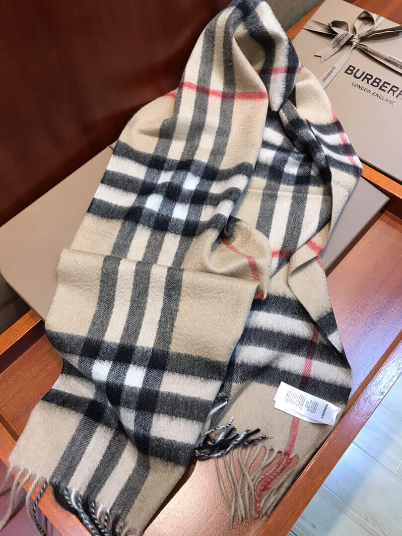 Burberry The Classic Check Cashmere Scarf 80181731 Beige