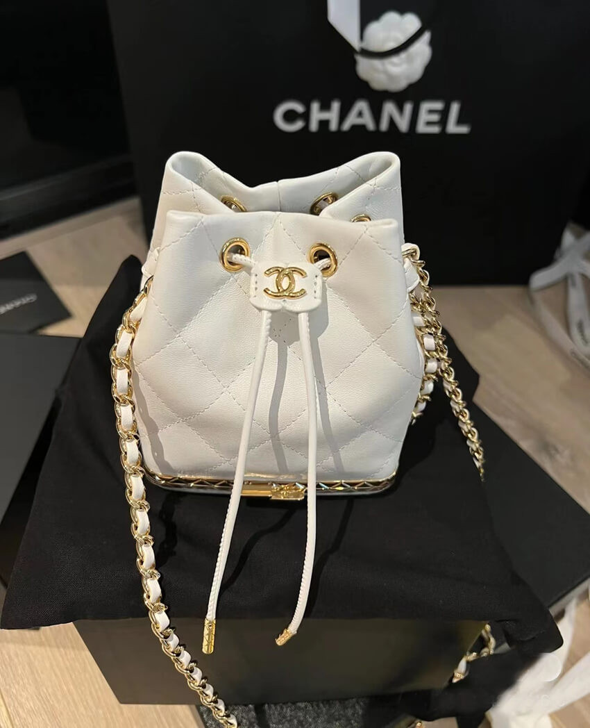 Chanel Small Bucket with Chain in Lambskin AP2750