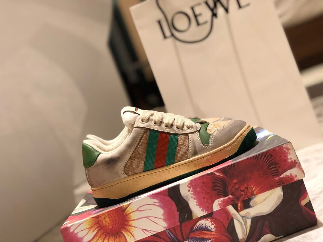 Gucci Screener Dirt Leather Sneaker 570443 Green