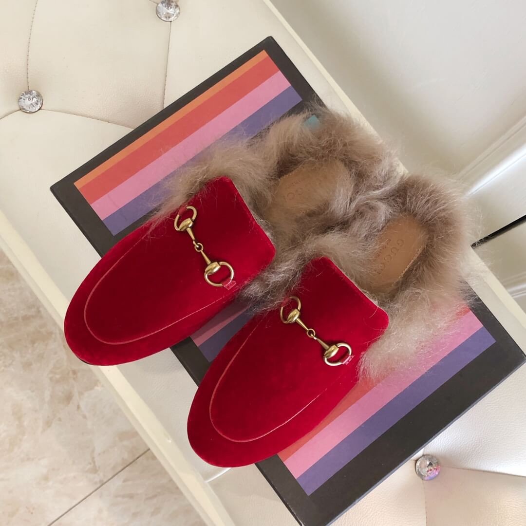 Gucci Princetown Velvet Slipper 397749