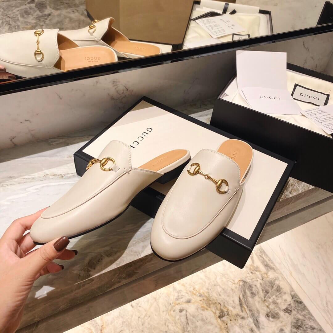 Gucci Princetown Leather Slipper 423513 White