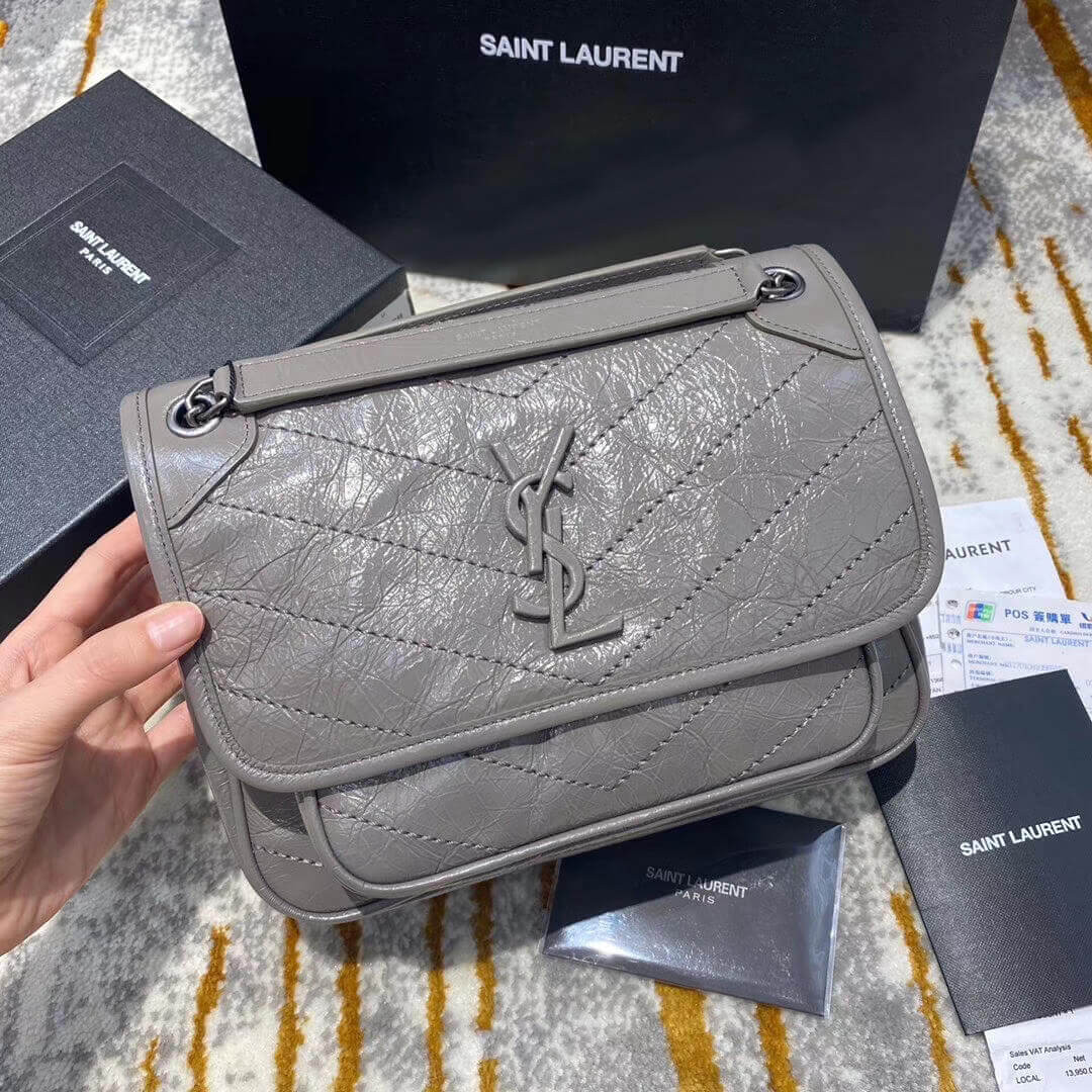 YSL Saint Laurent Niki Baby In Crinkled Vintage Leather 533037
