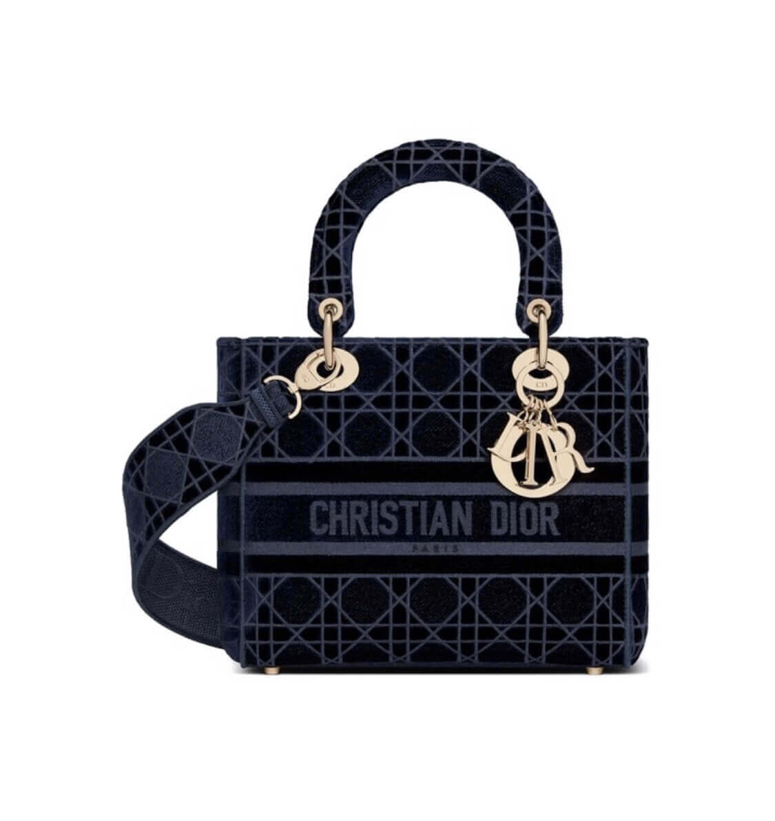 Dior Medium Lady D-Lite Bag Embroidered Velvet M0565O