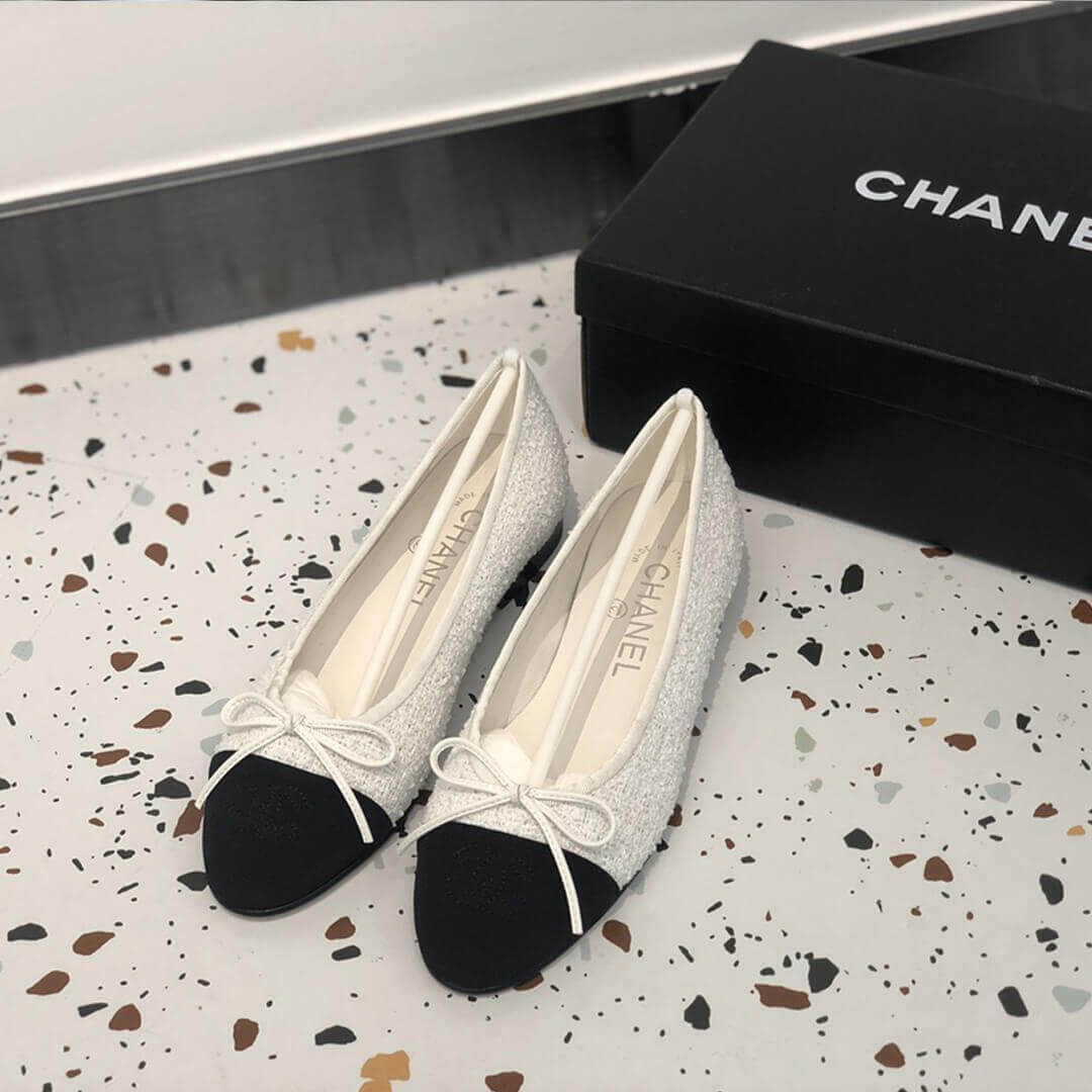Chanel Classic Bow Flats Ballerinas Tweed G02819