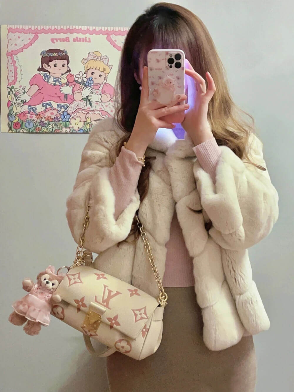 Louis Vuitton Monogram Empreinte Leather Favorite M46393 Creme/Pink