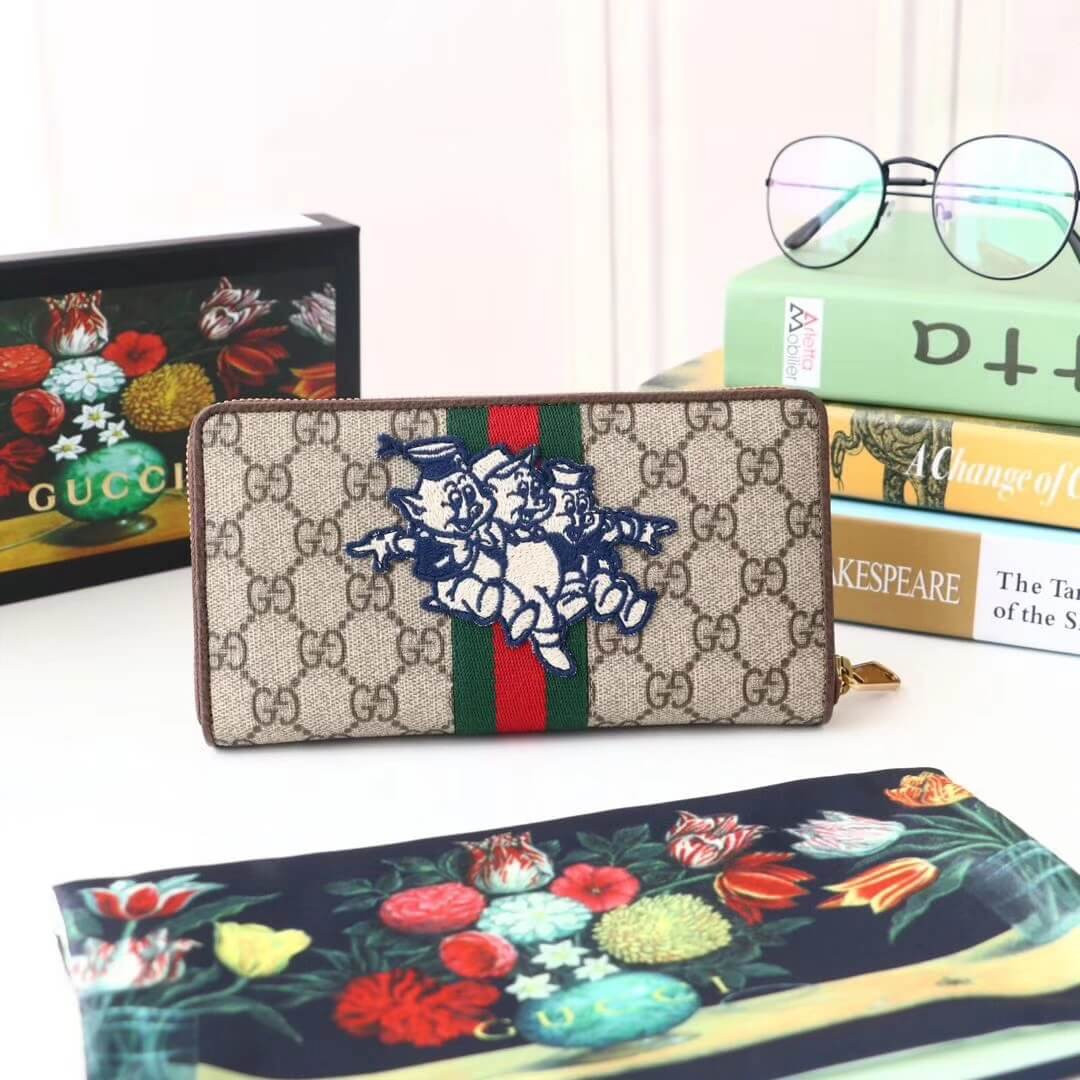 Gucci Zip Around Wallet With Three Little Pigs 557696