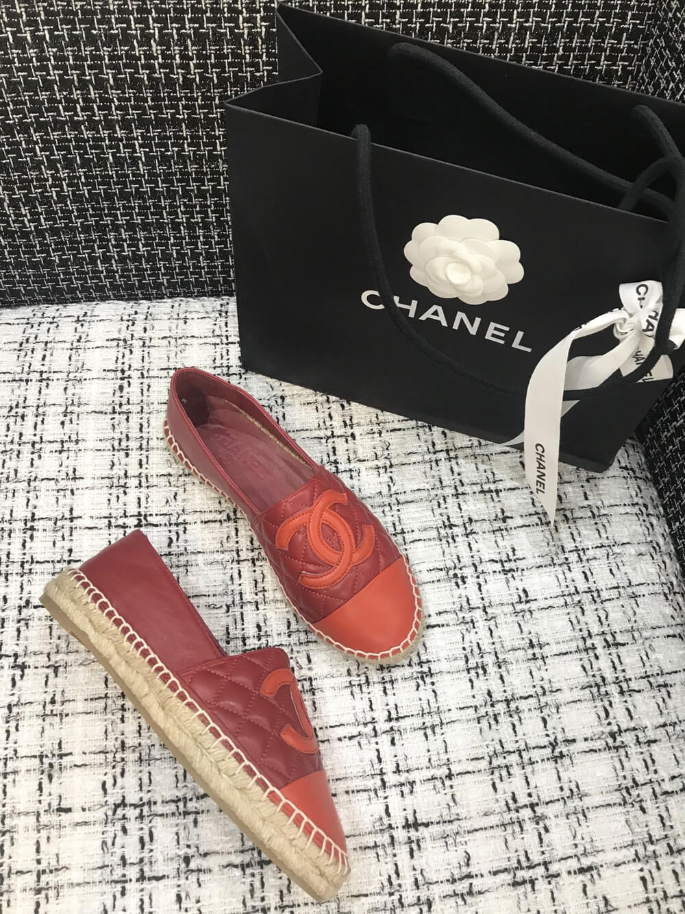 Chanel CC Quilted Espadrilles G29762 Burgundy