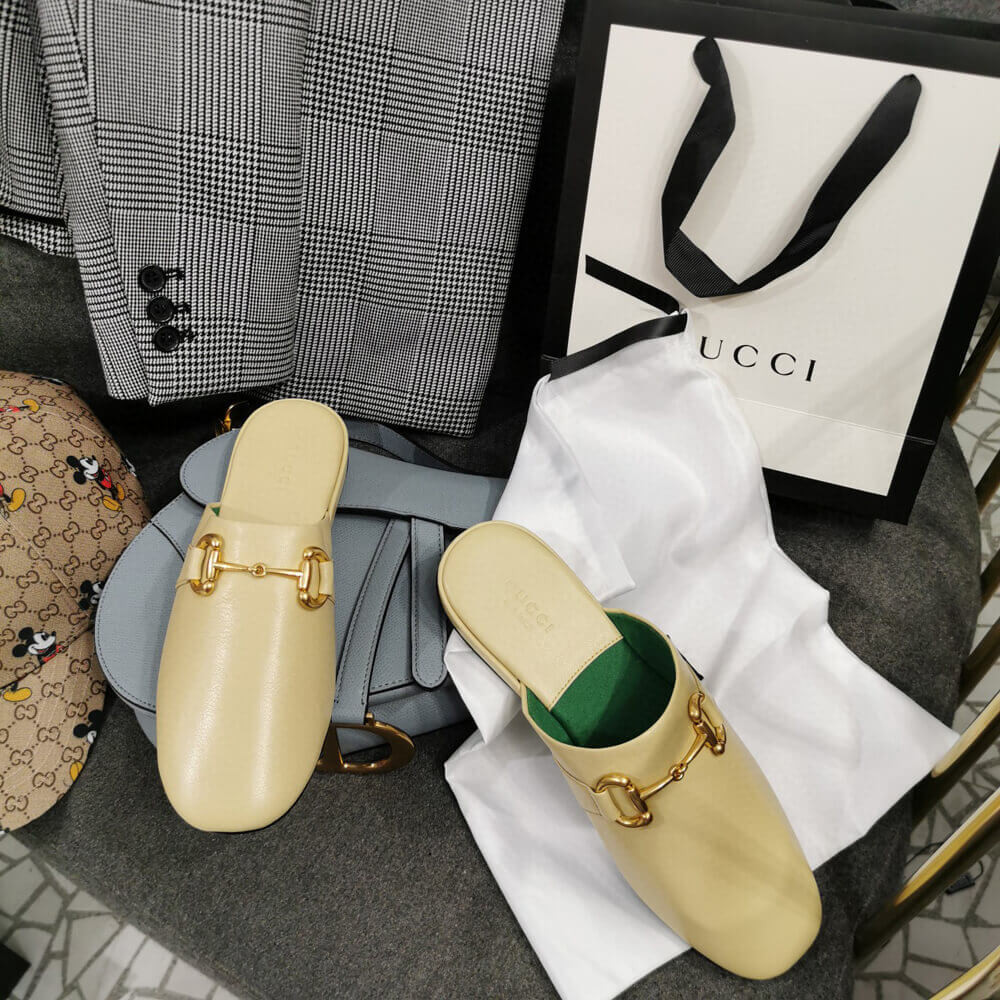 Gucci Leather Slipper 604075 Beige
