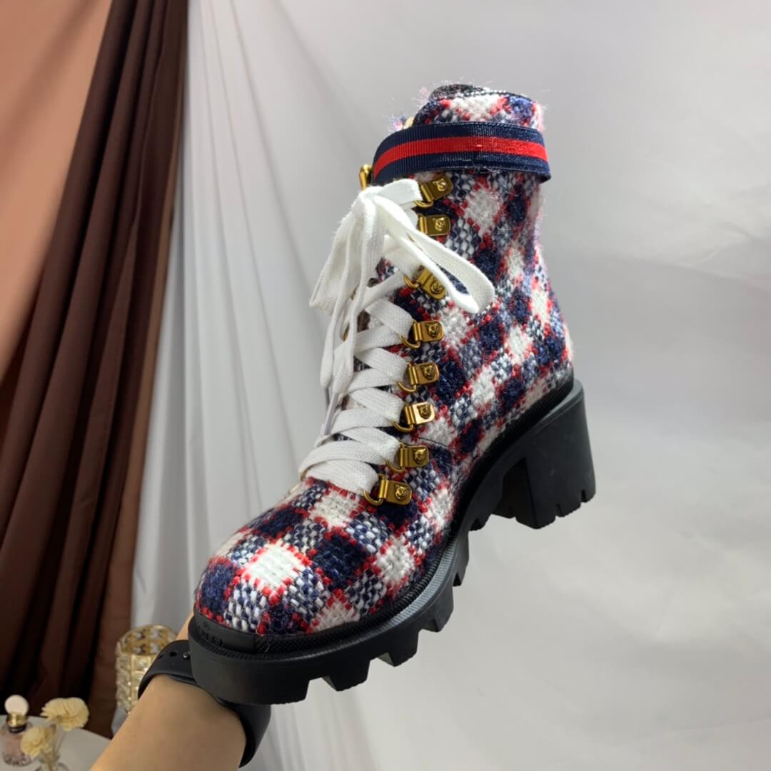 Gucci Check Tweed Ankle Boot 578585