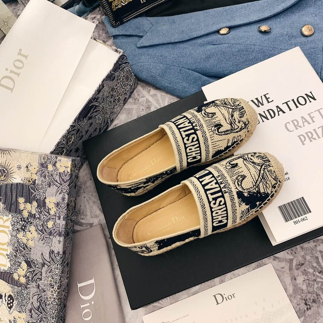 Dior Granville Espadrille Oblique Embroidered Cotton KCB585