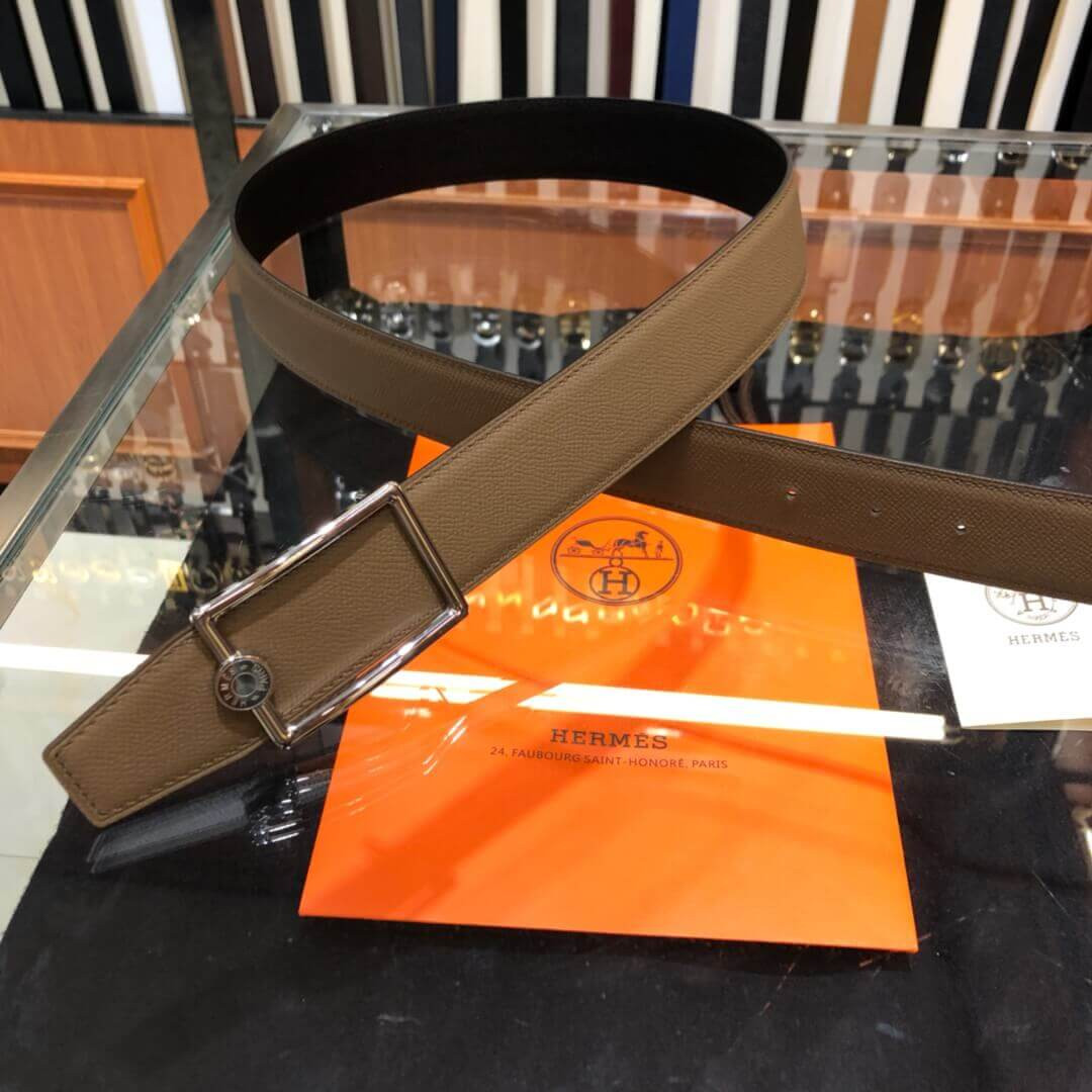 Hermes Oscar Buckle & Reversible Leather Belt 38mm H074561